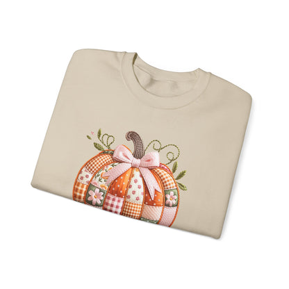 Fall Quilted Patchwork Pumpkin Sweatshirt