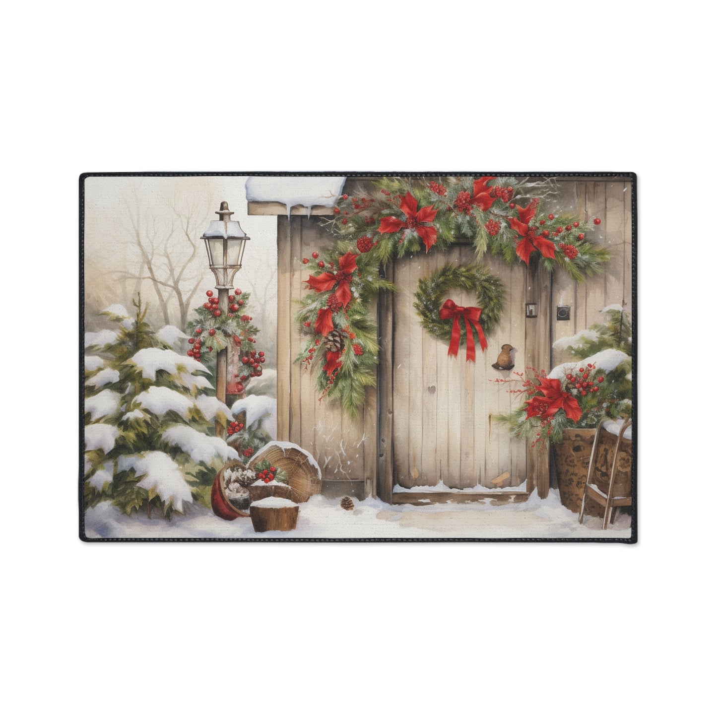 Snowy Cottage Floor Mat