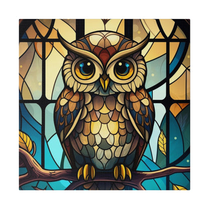 Stained Glass Owl Wall Art Matte Canvas