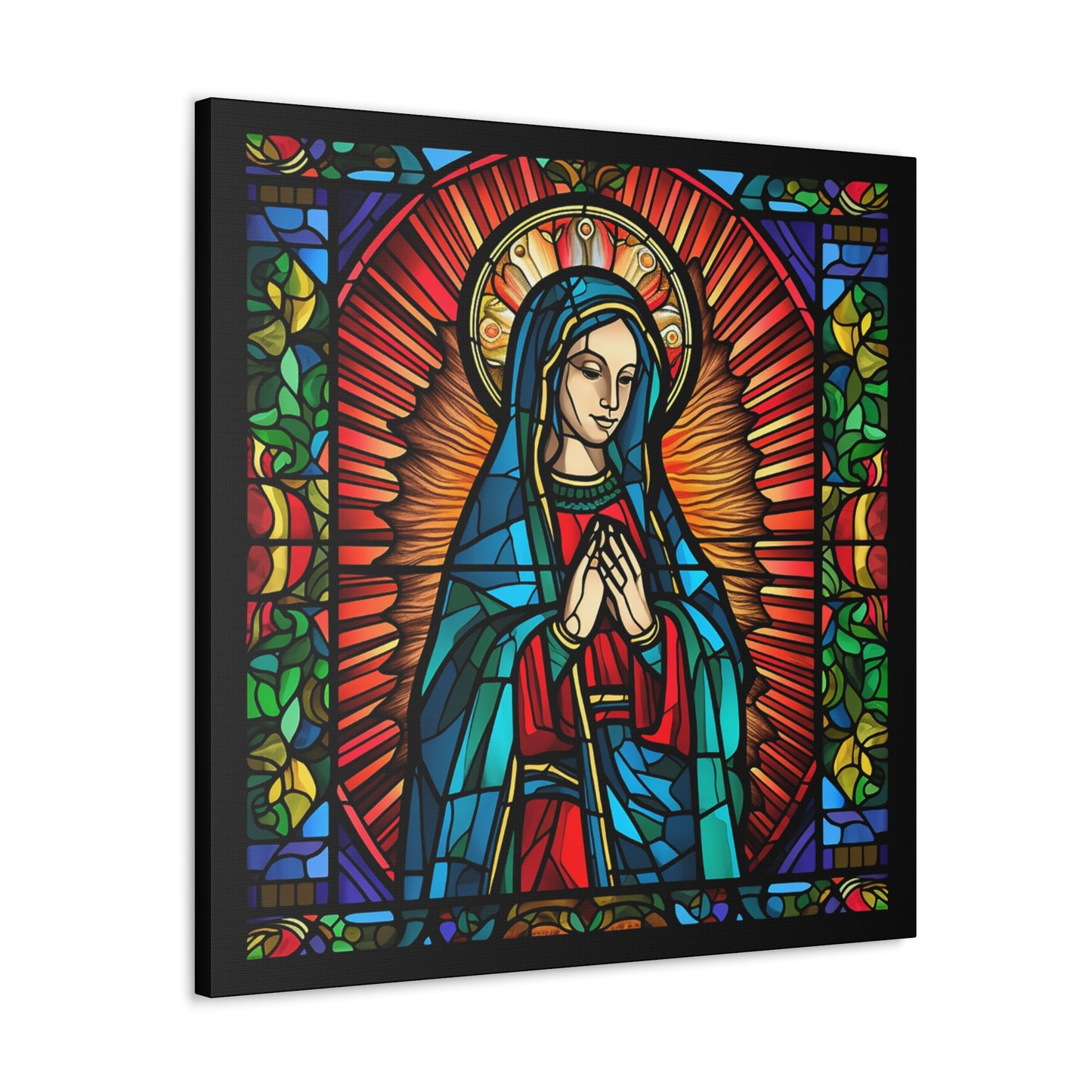 Faux Stained Glass Virgin Mary Canvas Gallery Wraps