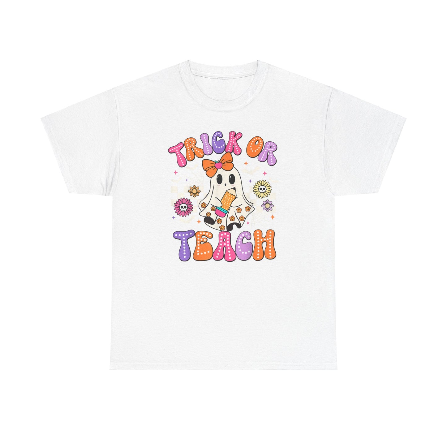 Trick or Teach Halloween Unisex Heavy Cotton Tee