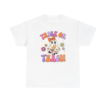 Trick or Teach Halloween Unisex Heavy Cotton Tee