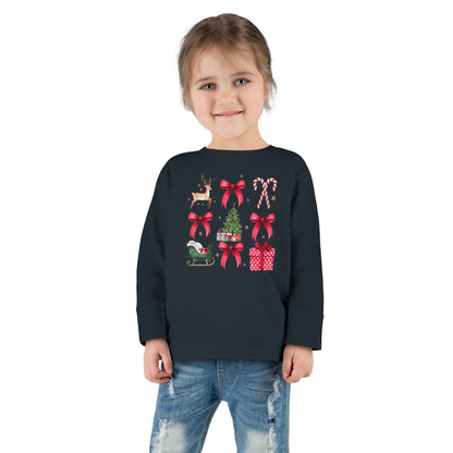 Christmas Coquette Toddler Long Sleeve Tee