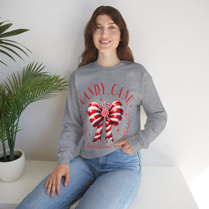 Candy Cane Christmas Coquette Bow Sweatshirt