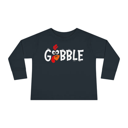 Gobble Thanksgiving Turkey Toddler Long Sleeve Tee