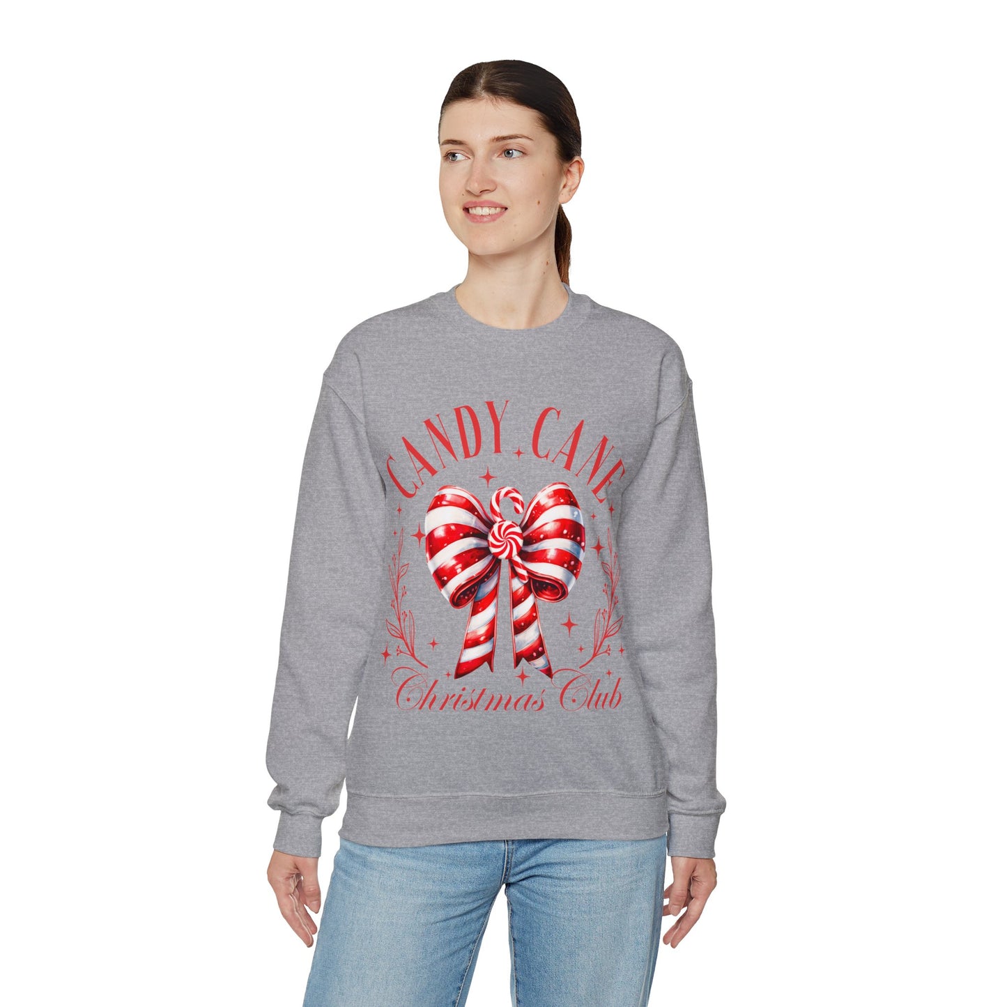 Candy Cane Christmas Coquette Bow Sweatshirt