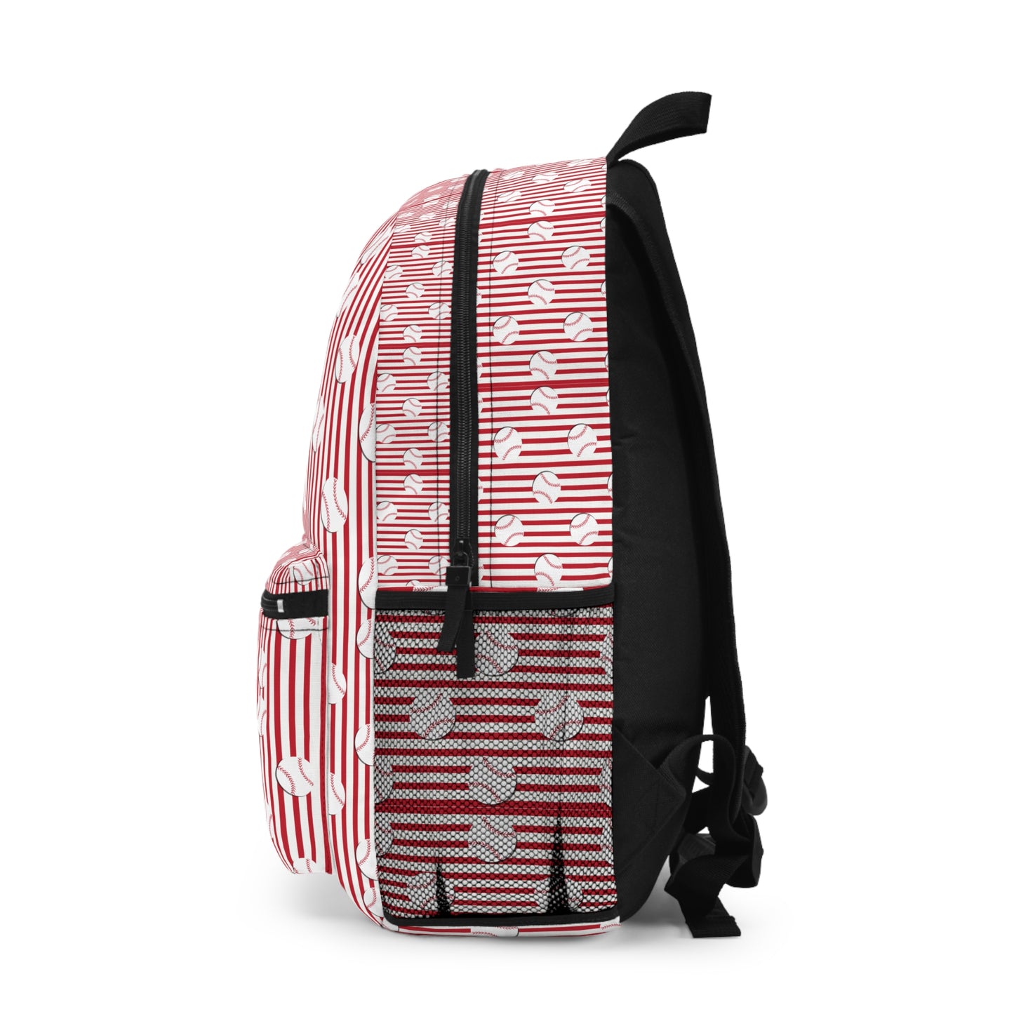 Red Striped Baseball Pattern Backpack