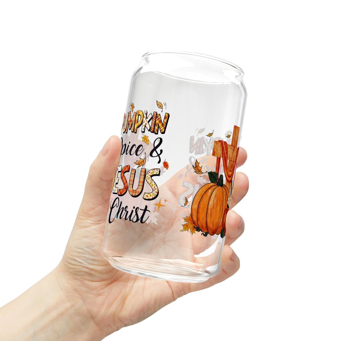 Pumpkin Spice and Jesus Christ Fall Sipper Glass, 16oz