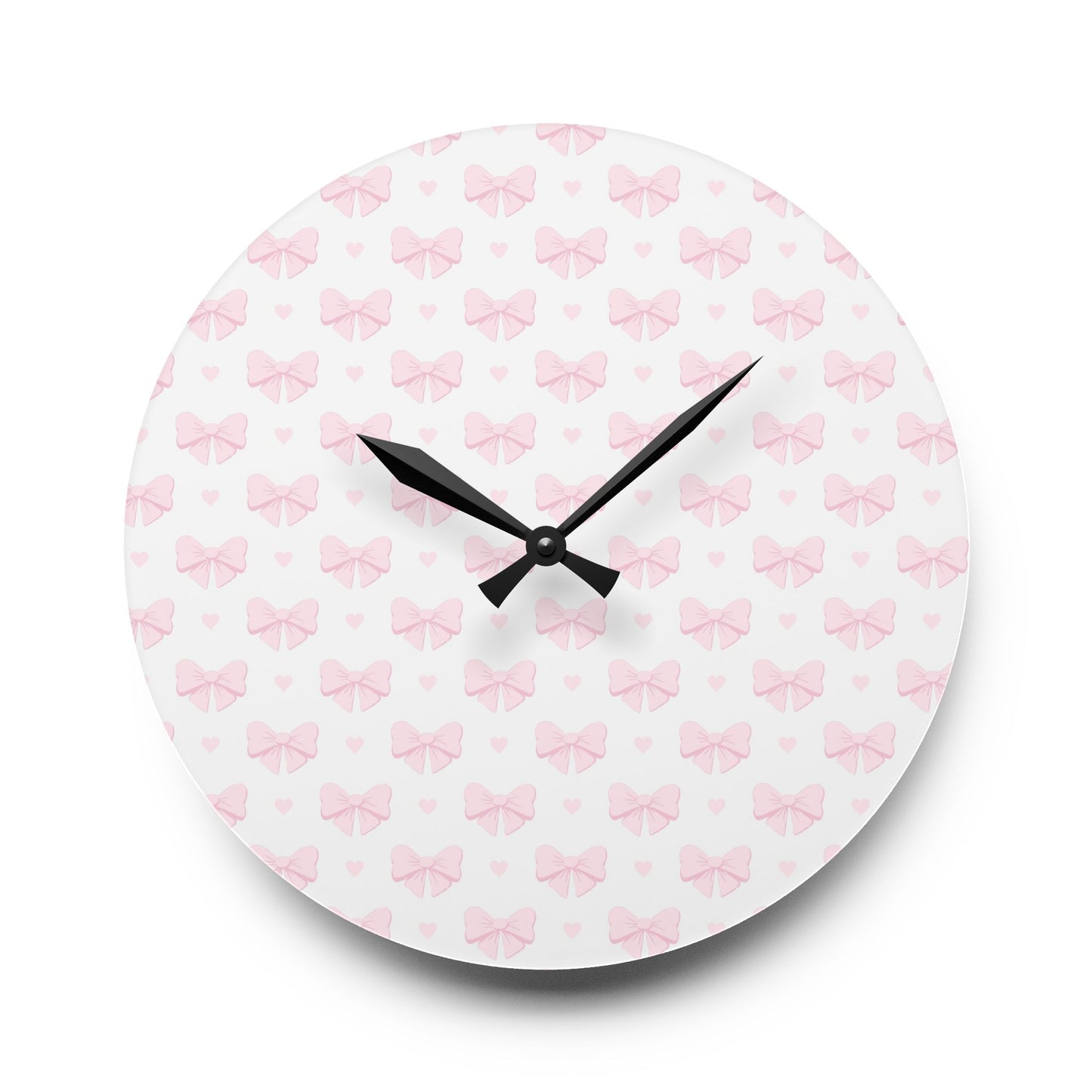 Coquette Pink Bow Acrylic Wall Clock