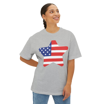 Stars and Stripes 4th of July Unisex Oversized Boxy Tee