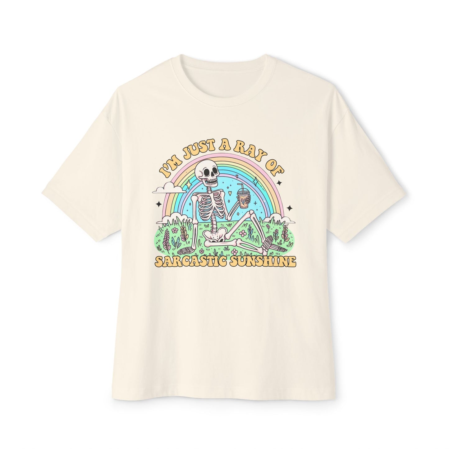 Sarcastic Skeleton Rainbow Oversized Tee