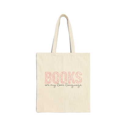 Books Are My Love Language Tote Bag, Book Lover Gift