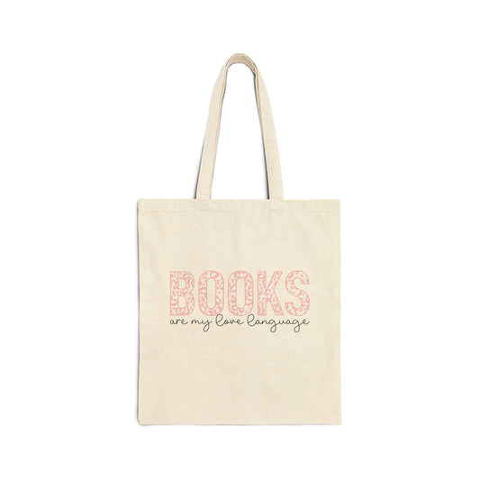 Books Are My Love Language Tote Bag, Book Lover Gift