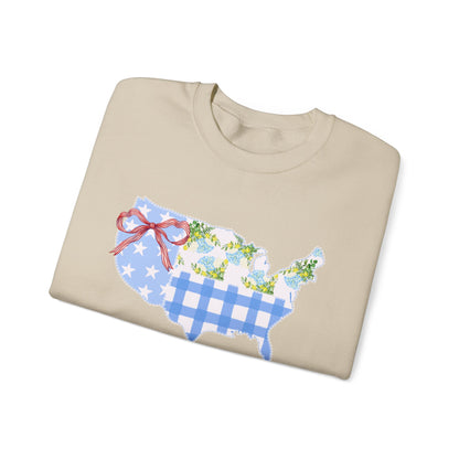 Patriotic U.S. Floral Crewneck Sweatshirt