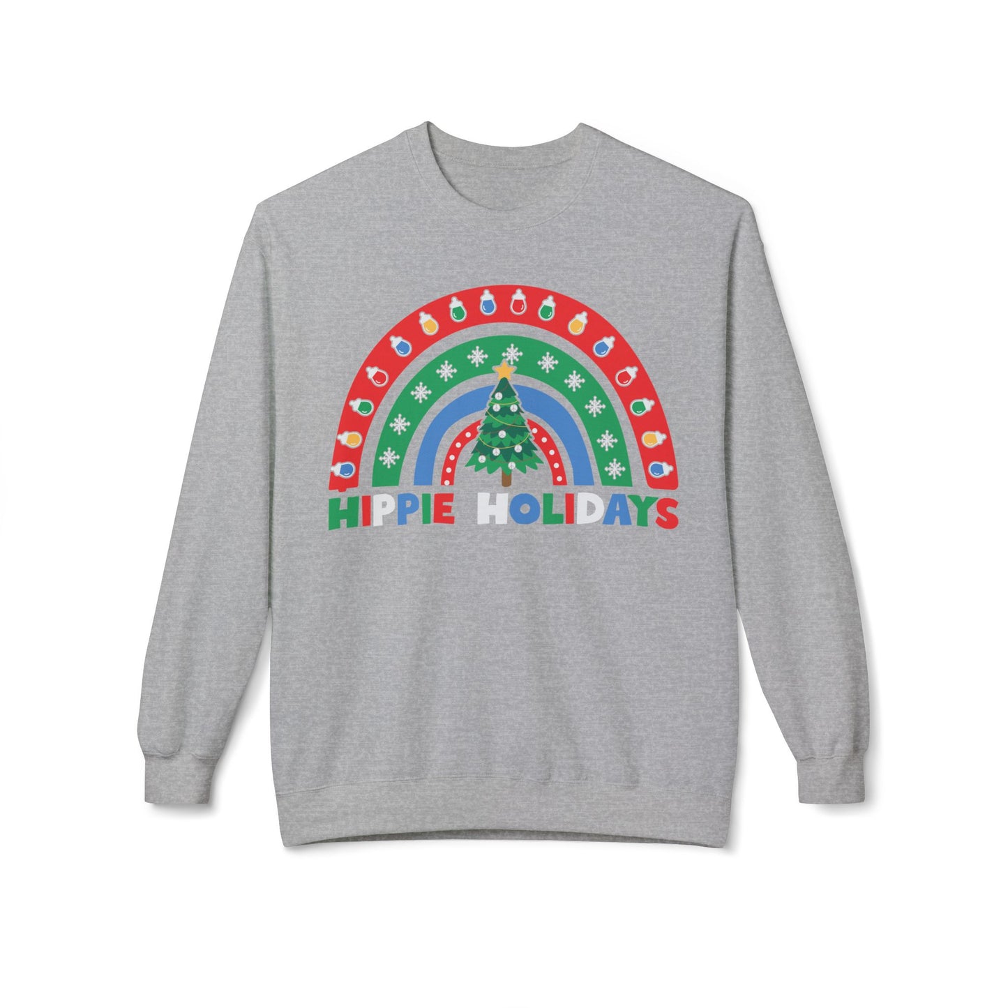 Retro Rainbow Hippie Holidays Crewneck Sweatshirt
