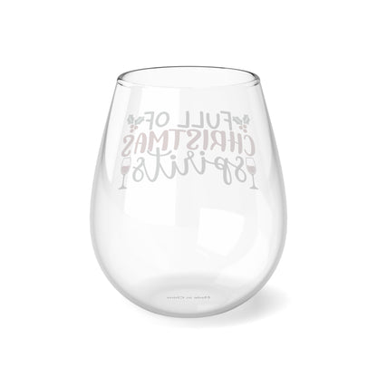 Full of Christmas Spirits Stemless Wine Glass, 11.75oz