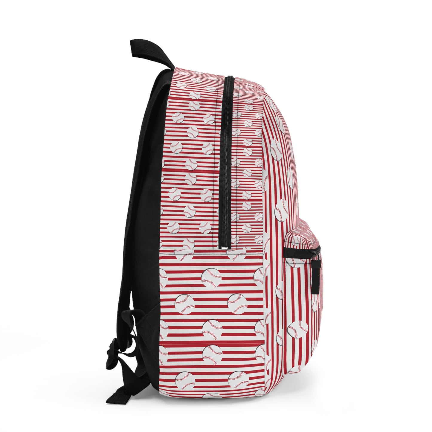 Red Striped Baseball Pattern Backpack