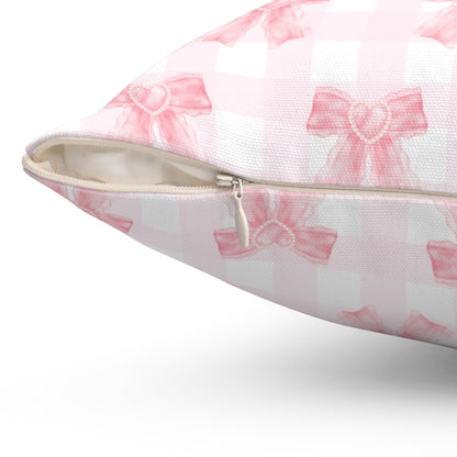 Coquette Pink Bow Square Pillow