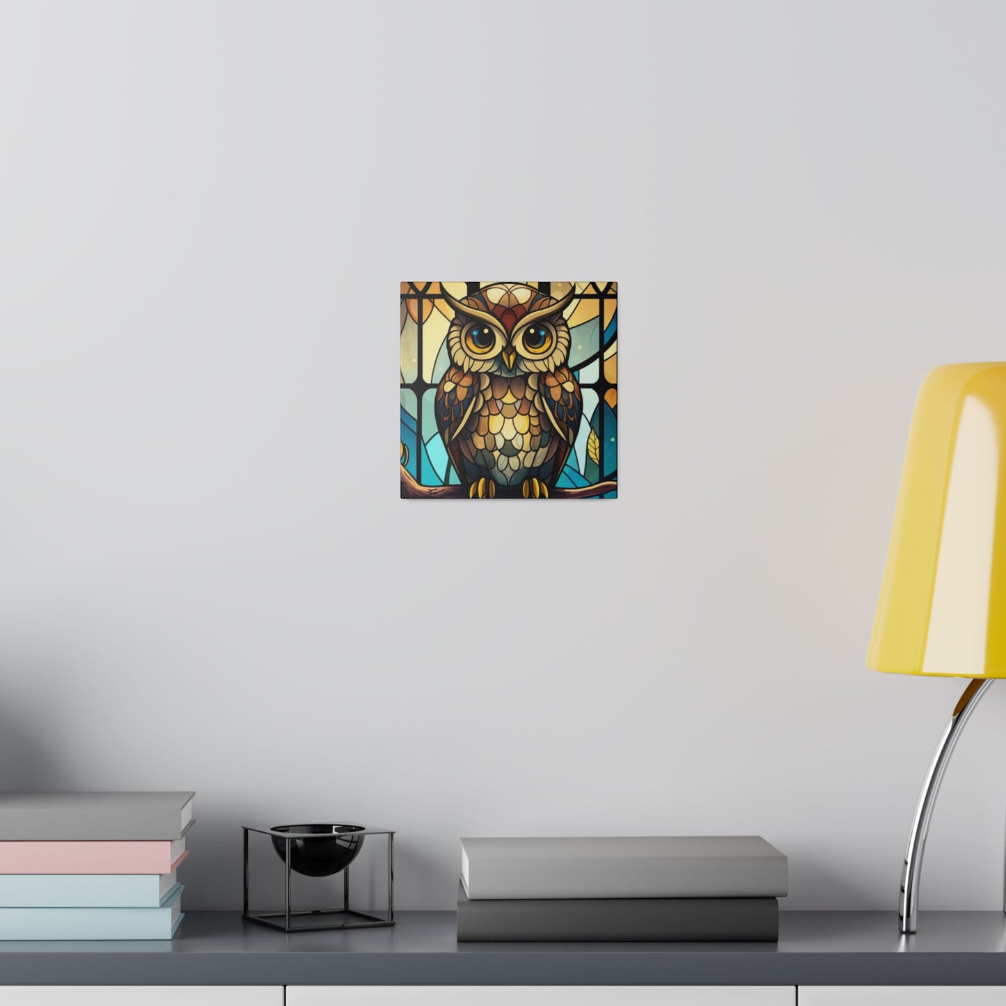 Stained Glass Owl Wall Art Matte Canvas