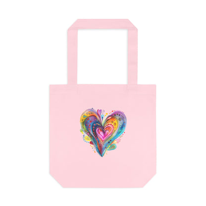 Colorful Heart Cotton Tote Bag