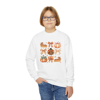 Coquette Thanksgiving Turkey Youth Crewneck Sweatshirt