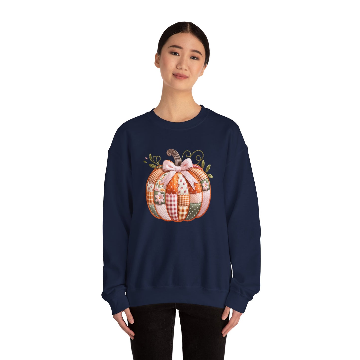 Fall Quilted Patchwork Pumpkin Sweatshirt