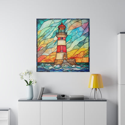 Stained Glass Lighthouse Wall Art Matte Canvas