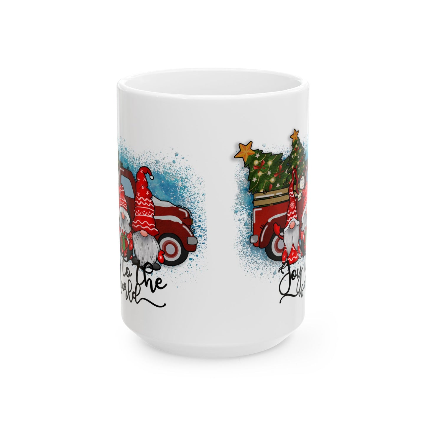 Joy to the World Gnome Christmas Ceramic Mug, (11oz, 15oz)