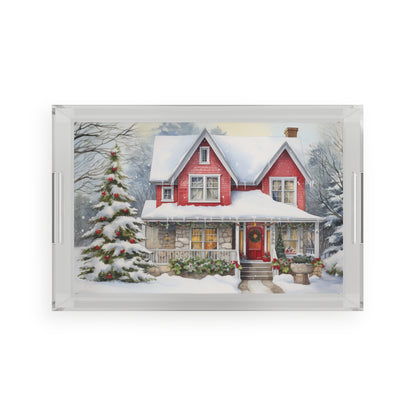 Christmas Cottage Acrylic Serving Tray