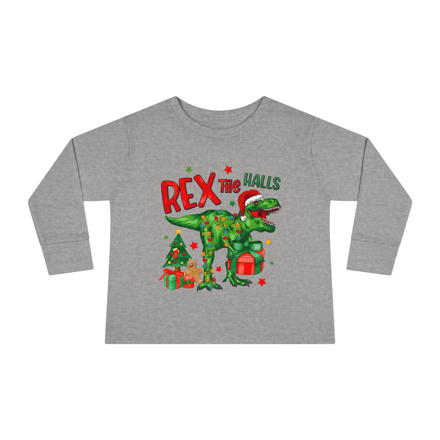 Rex the Halls Christmas Toddler Long Sleeve Tee