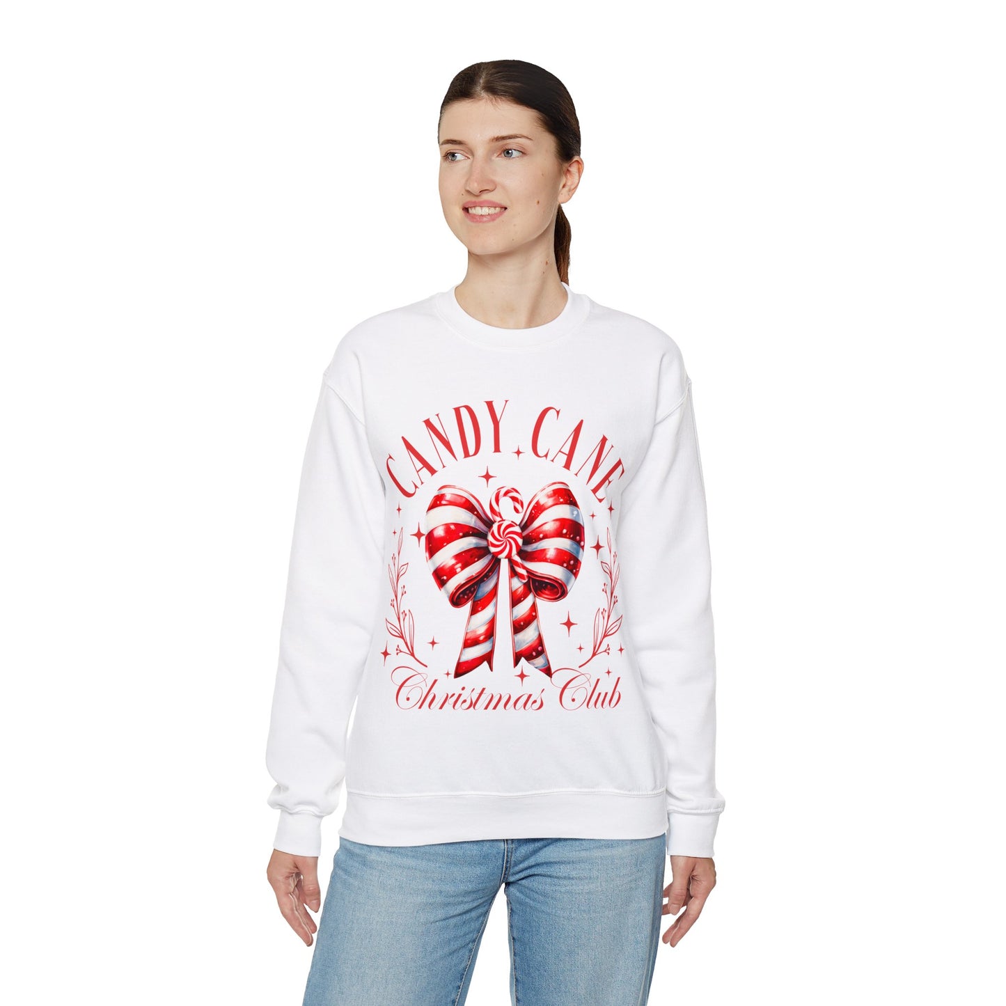 Candy Cane Christmas Coquette Bow Sweatshirt