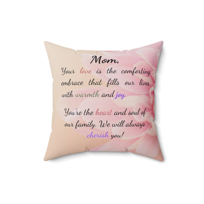 Mom Square Pillow for Mother's Day, Birthday, Valentine's Day or Christmas