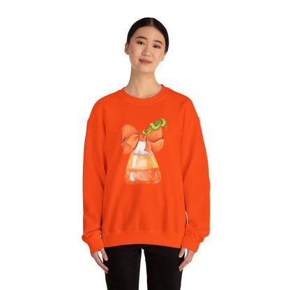 Candy Corn Coquette Halloween Sweatshirt