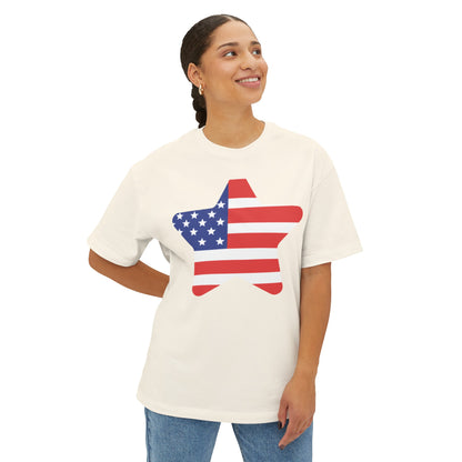 Stars and Stripes 4th of July Unisex Oversized Boxy Tee