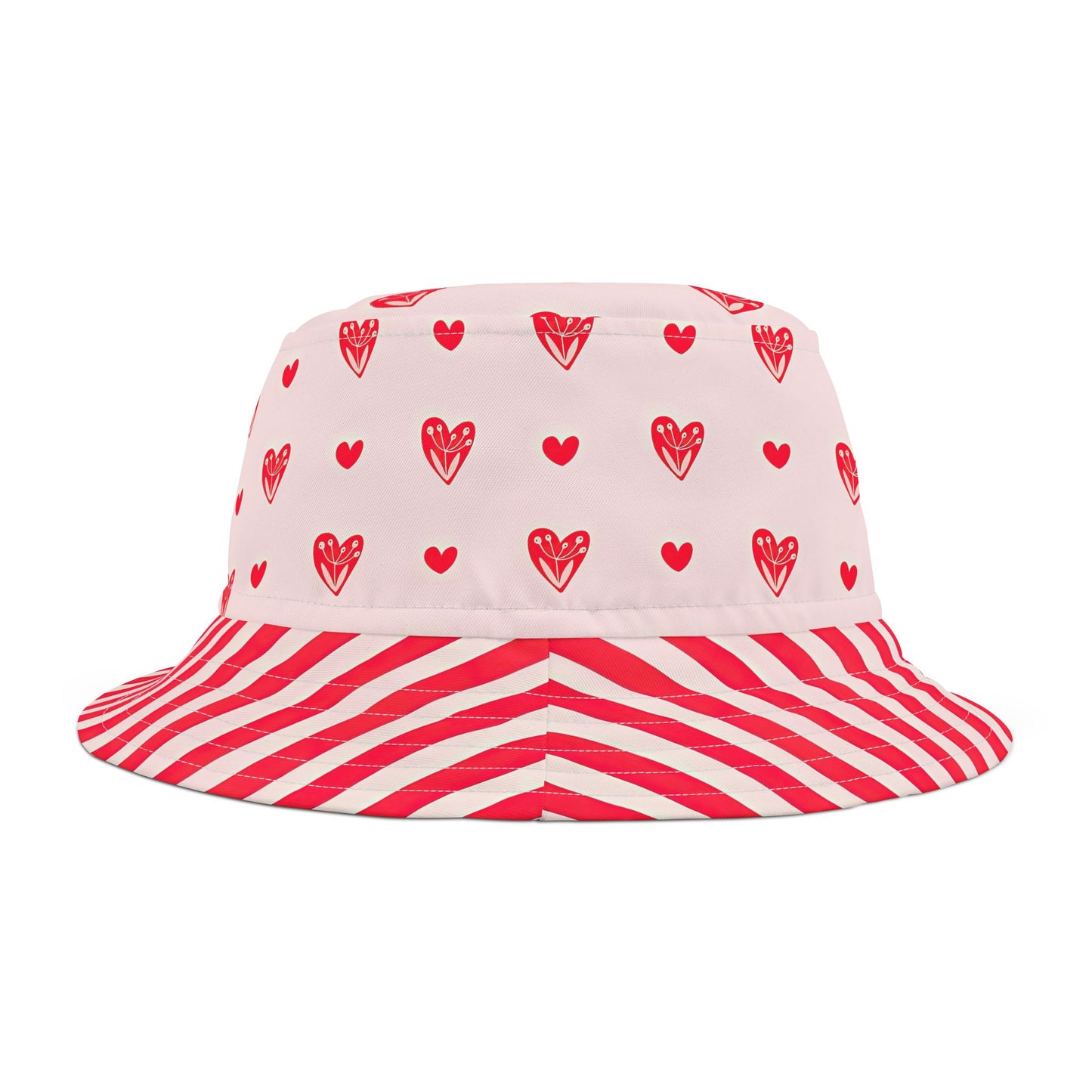 Heart and Stripes Red Bucket Hat