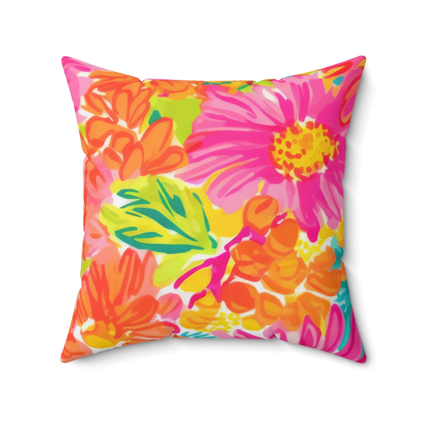 Floral Hot Pink Square Pillow