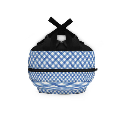 Trendy Blue Checkered School Backpack