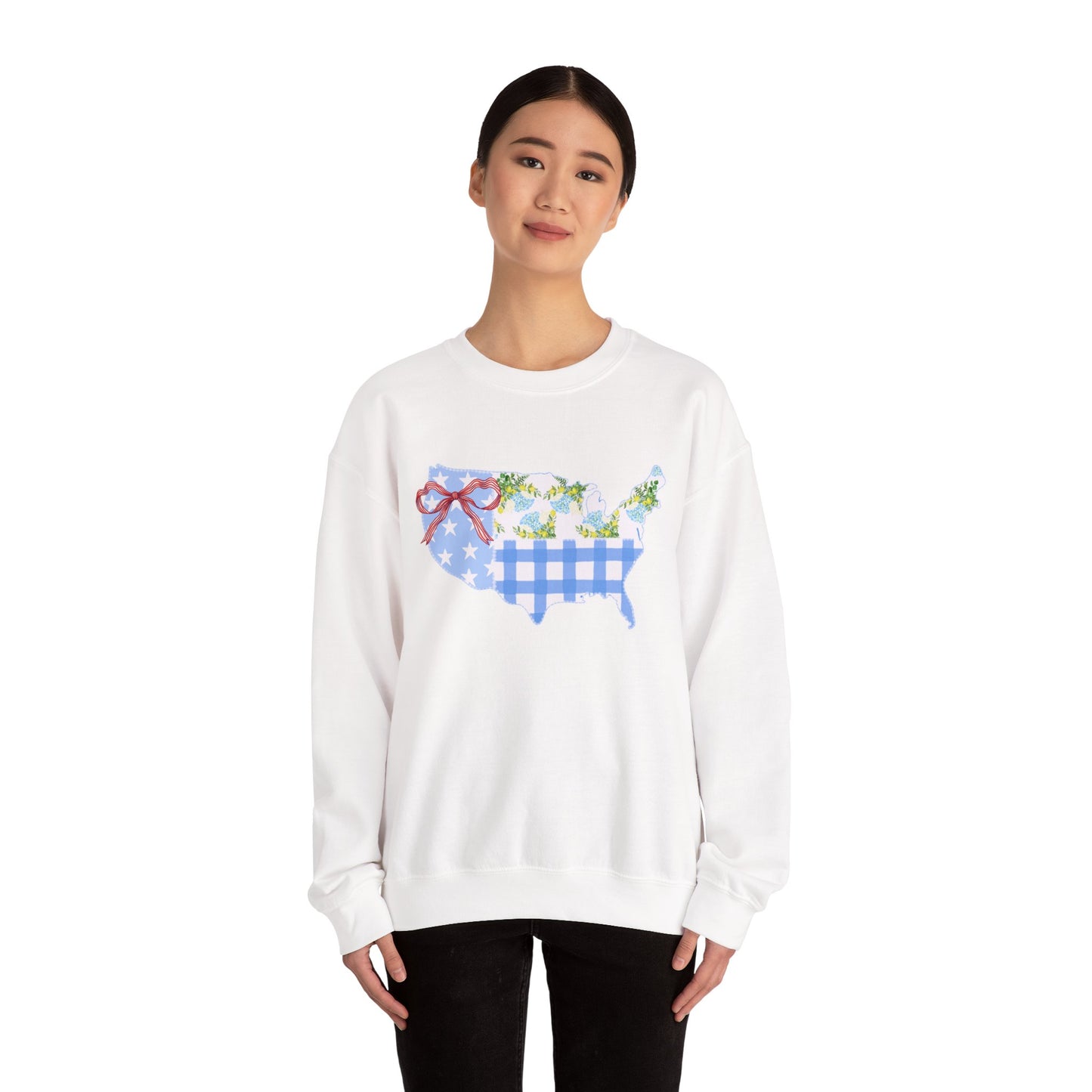 Patriotic U.S. Floral Crewneck Sweatshirt