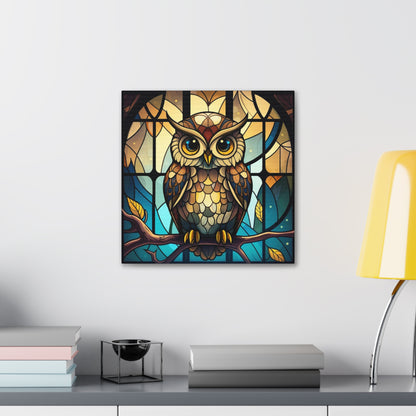 Faux Stained Glass Owl Canvas Gallery Wraps