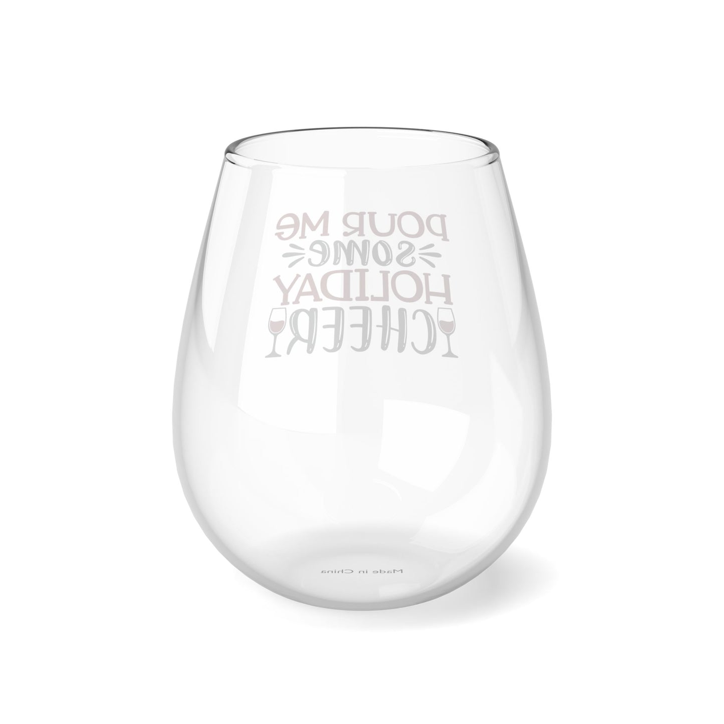 Pour Me Some Holiday Cheer Stemless Wine Glass, 11.75oz