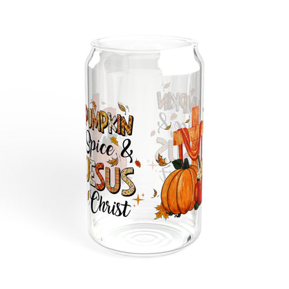 Pumpkin Spice and Jesus Christ Fall Sipper Glass, 16oz