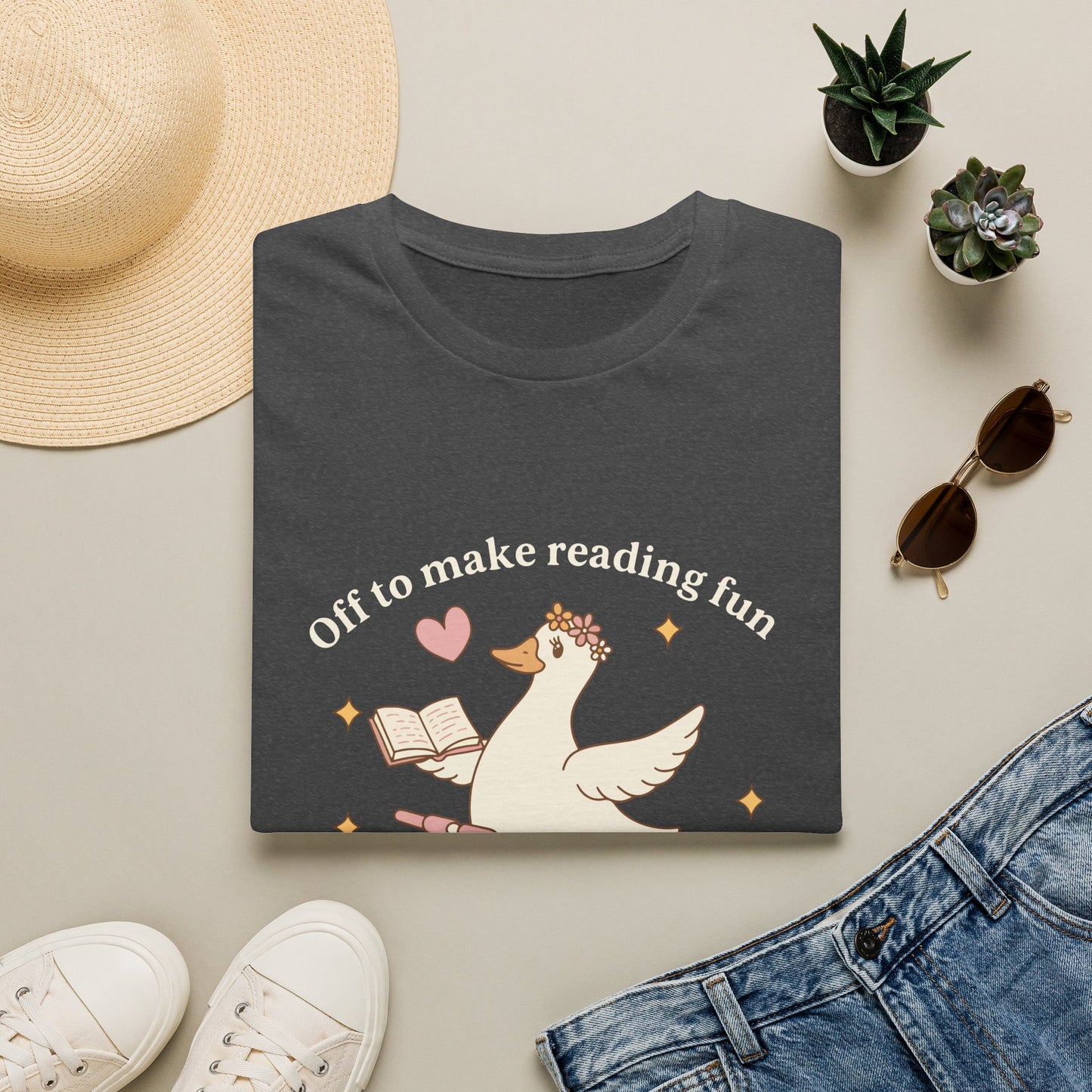 Reading Goose T‑Shirt — "Off to Make Reading Fun" Cute Book Lover Tee