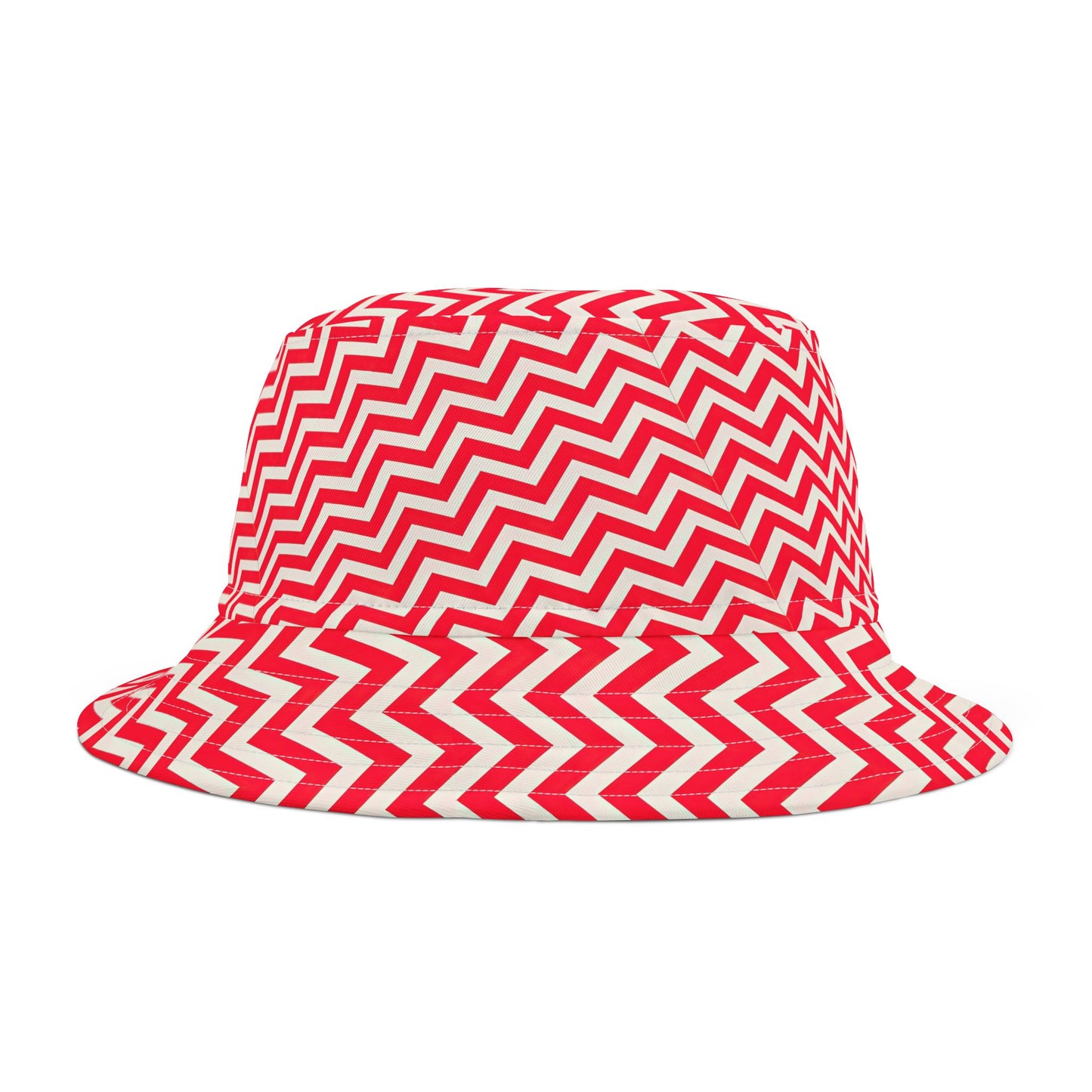 Red and White Chevron Bucket Hat