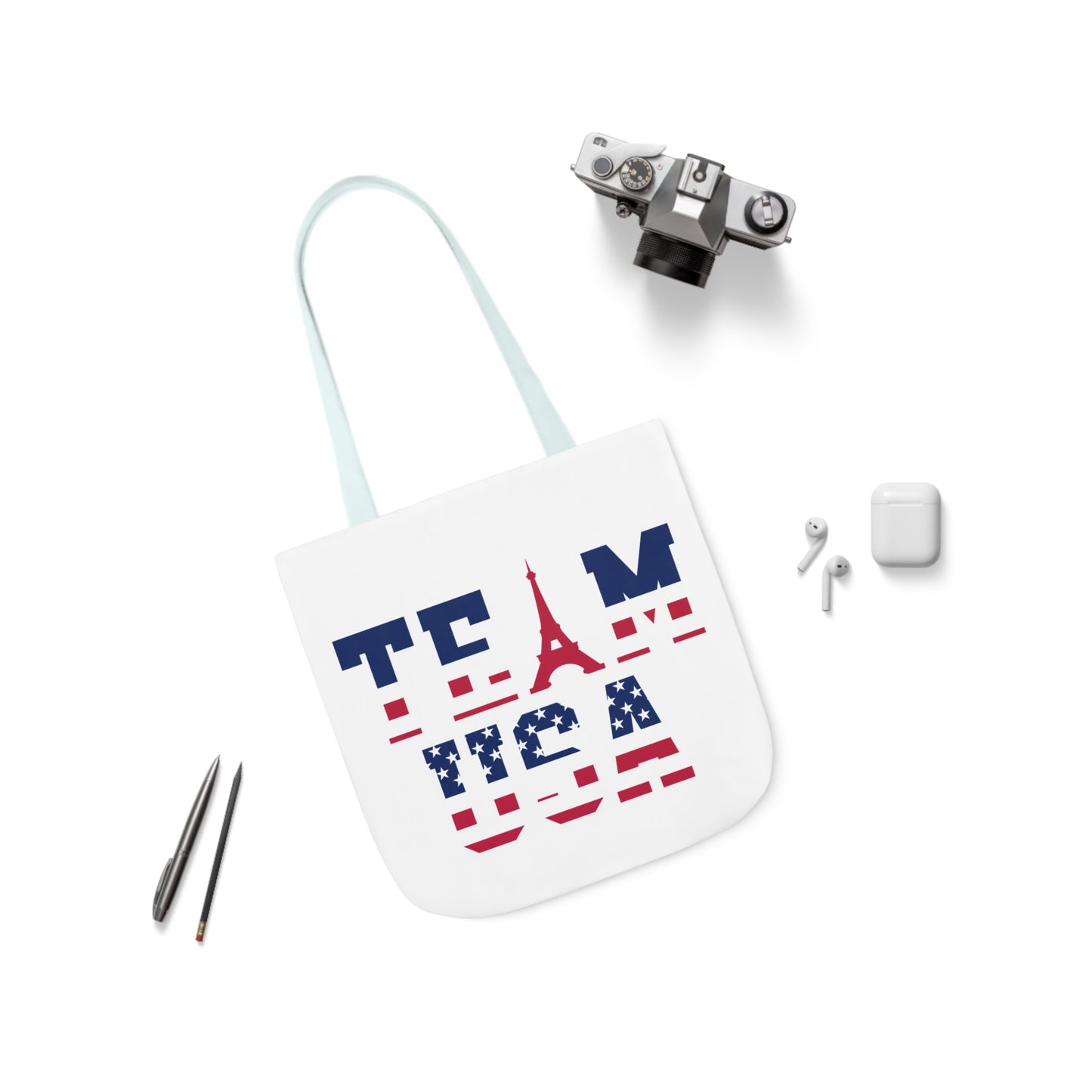 Team USA Paris Olympics Canvas Tote Bag, 5-Color Straps