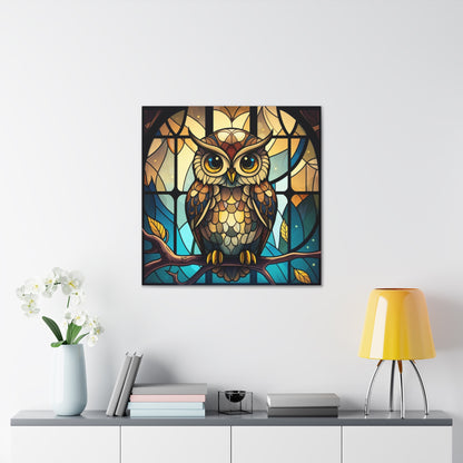 Faux Stained Glass Owl Canvas Gallery Wraps