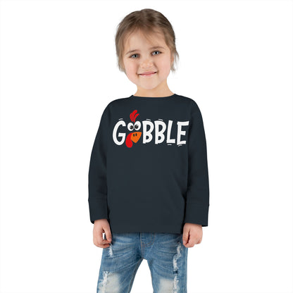 Gobble Thanksgiving Turkey Toddler Long Sleeve Tee