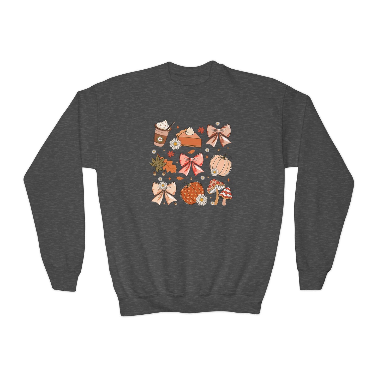 Fall Thanksgiving Vibes Youth Crewneck Sweatshirt