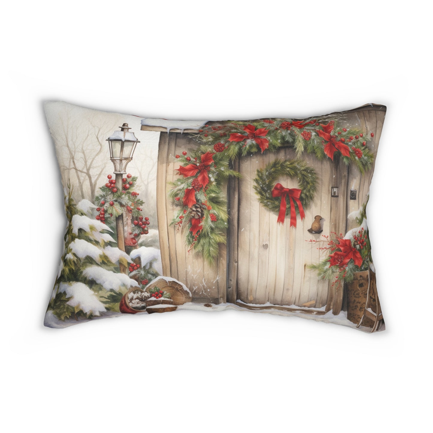 Christmas Door Lumbar Pillow