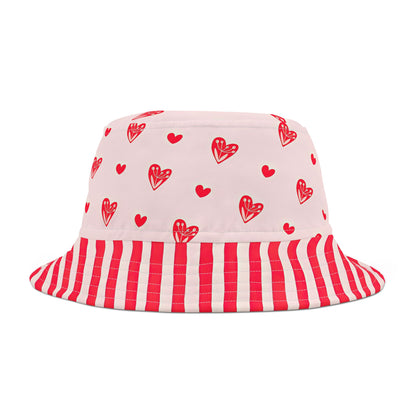 Heart and Stripes Red Bucket Hat