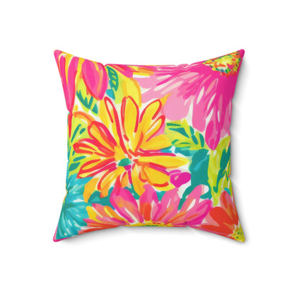 Floral Hot Pink Square Pillow